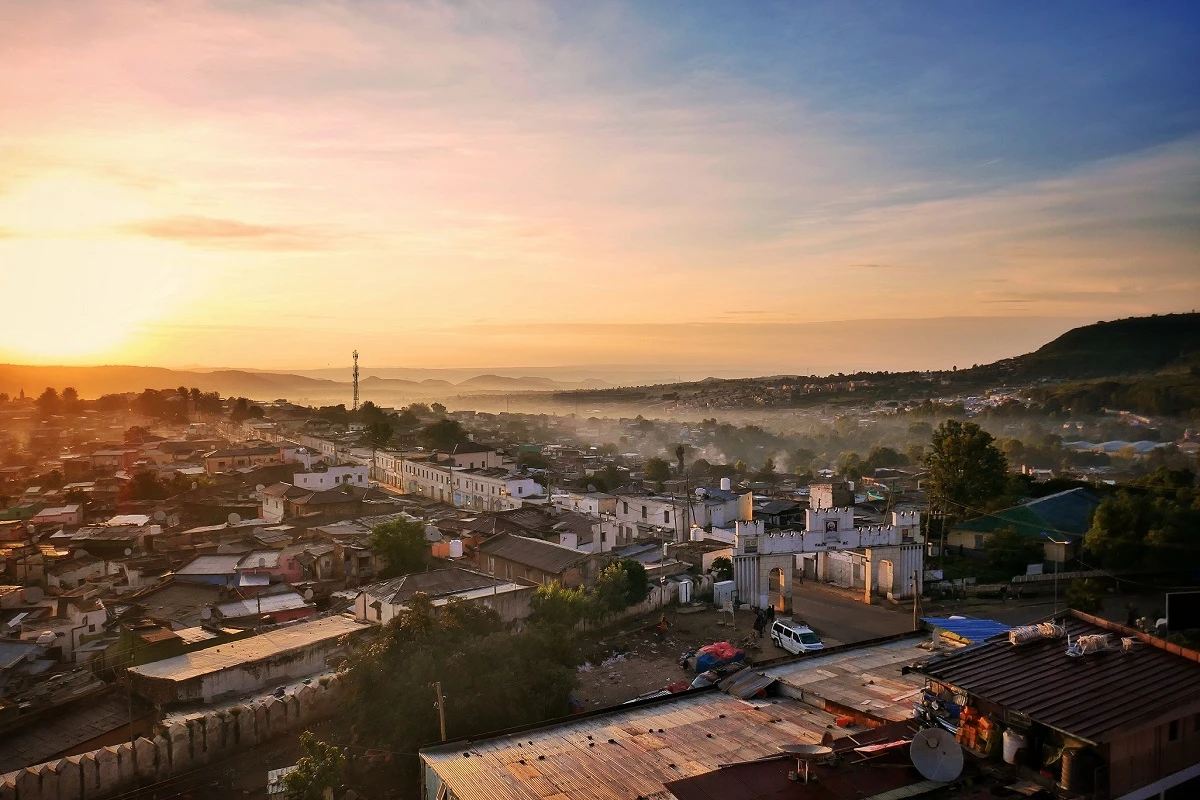 A sunrise view over Harar in Ethiopia