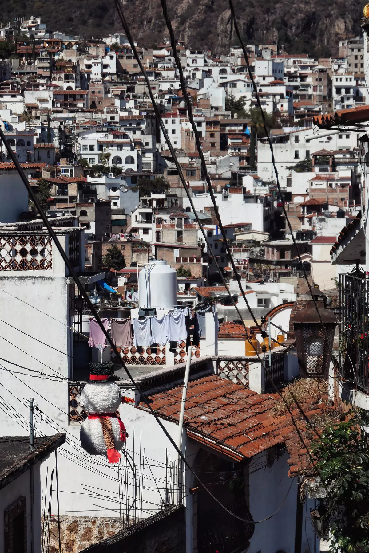 Christmas decorations in the skyline of the silver mining town of Taxco, a pueblo magico in Mexico.