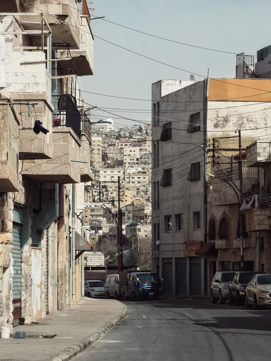 Typical street parking found in Amman, Jordan.