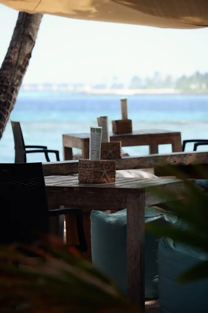 A seaside restaurant on Thulusdhoo in the Maldives.