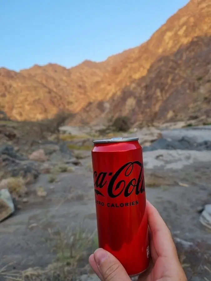 A can of sugar free coke in the wilds of Oman.