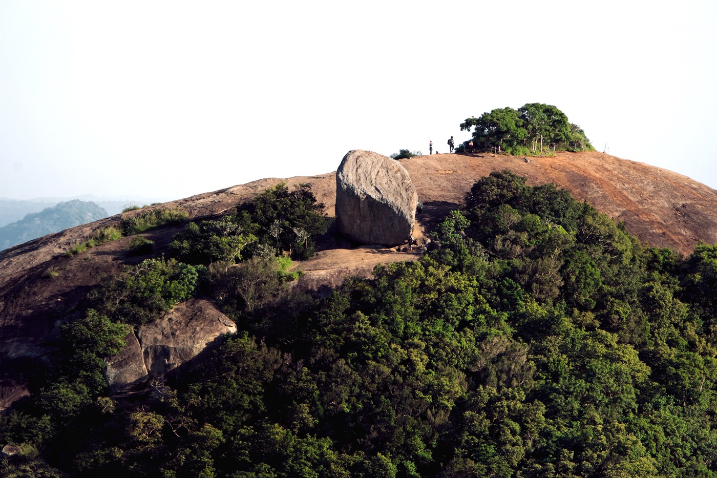 Hikers on the summit of Pidurangala Rock in the morning Sri Lankan light.