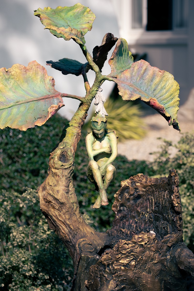 An ornately crafted statue of a Dryad at the White Temple in Chiang Rai, Thailand.