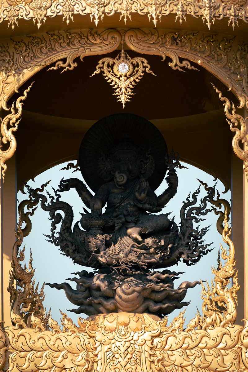 A statue of Ganesh at one of the many temples in Chiang Rai, The Golden Temple.
