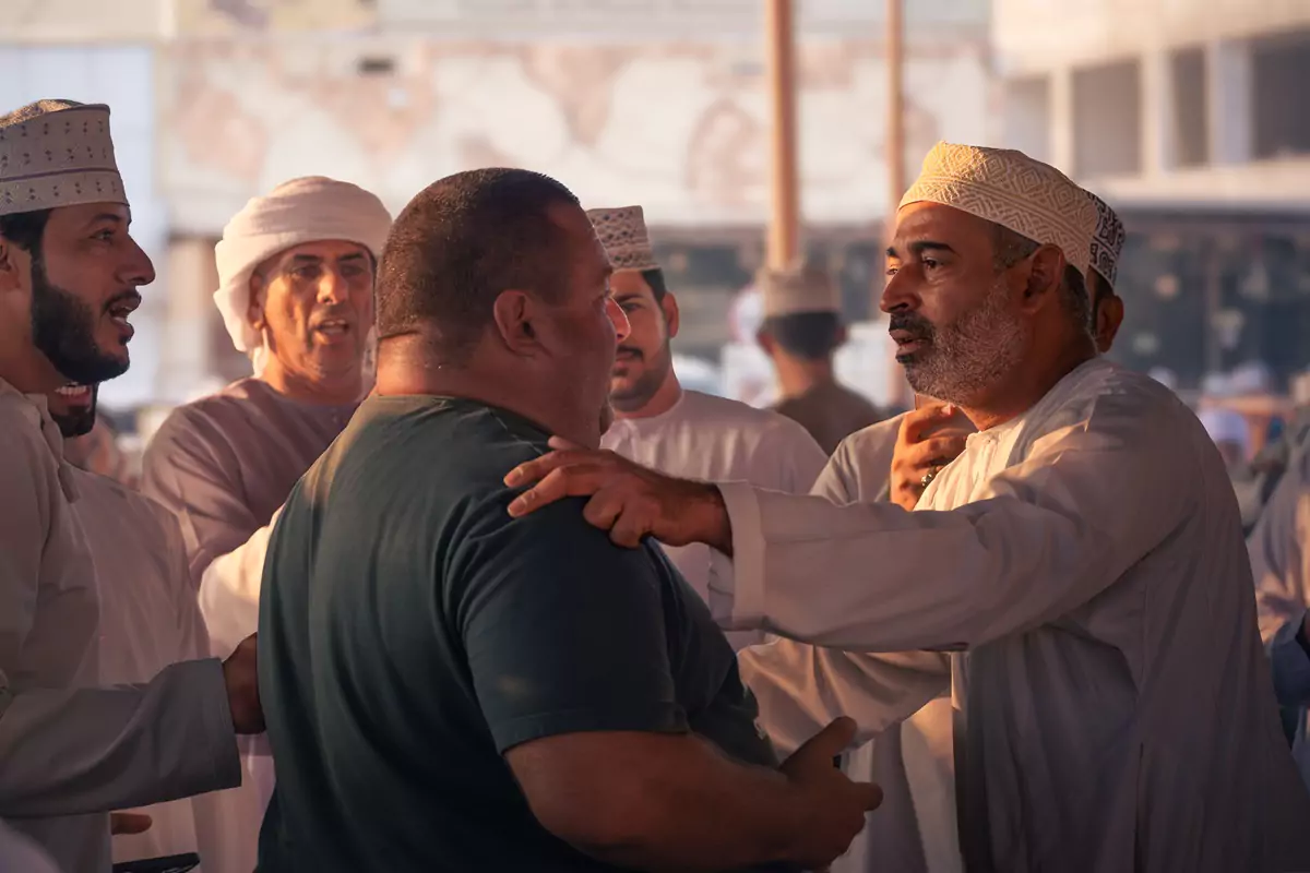 An animated exchange at the goat market in Nizwa.