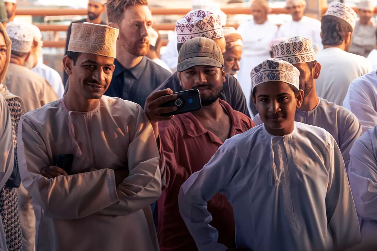 Some friendly Omani men at the Nizwa goat market.
