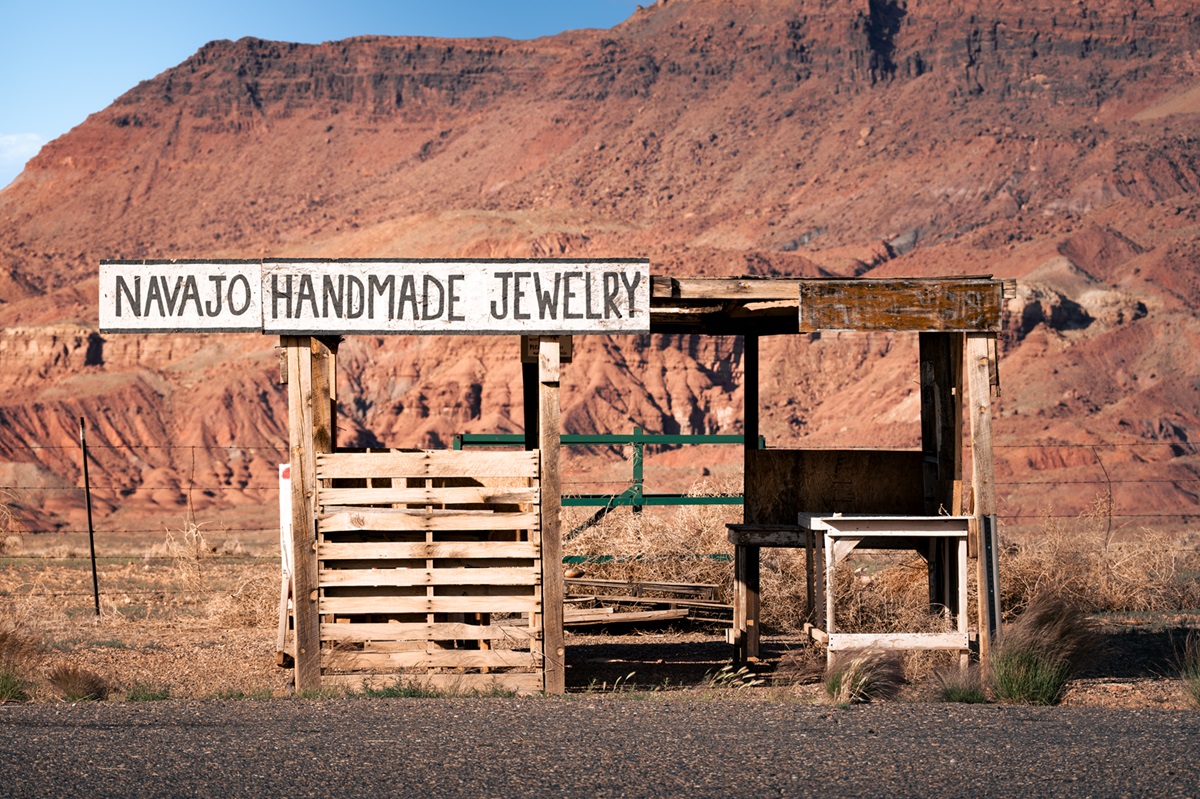 A Navajo Jewelry stand by the side of the road near Lees Ferry in Marble Canyon.