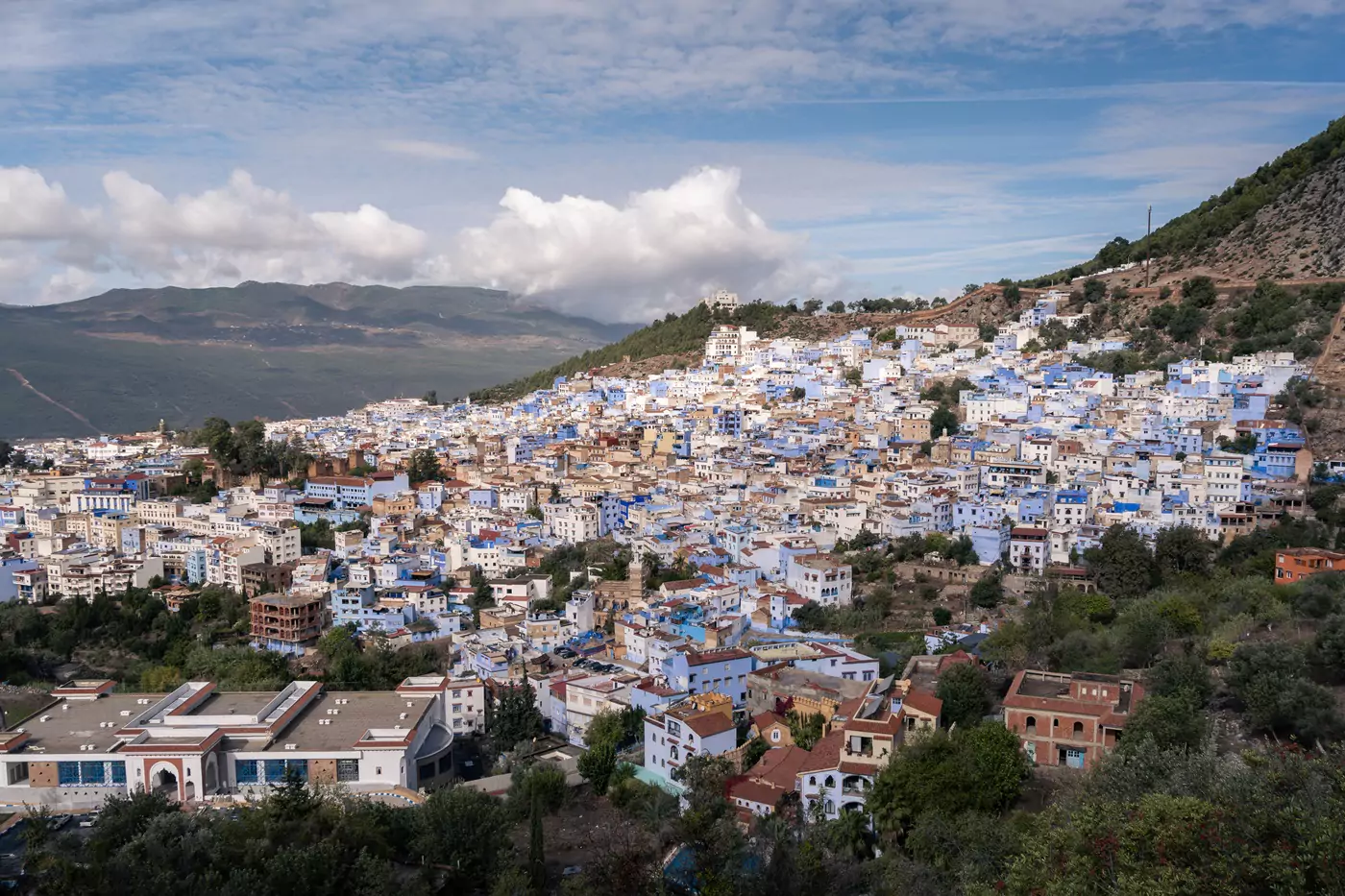 Views of Chefchaouen in Morocco from near the Spanish Mosque above.