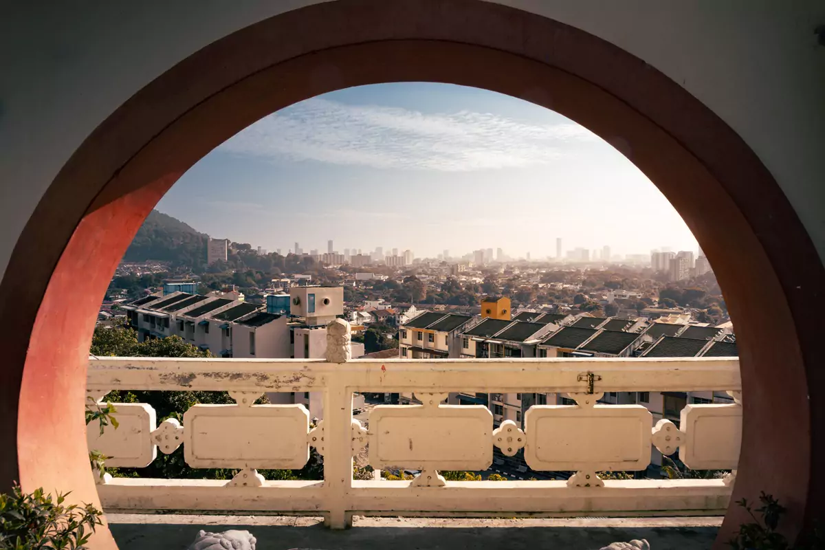 Views from Kek Lok Si of the surrounding area of George Town in Penang.