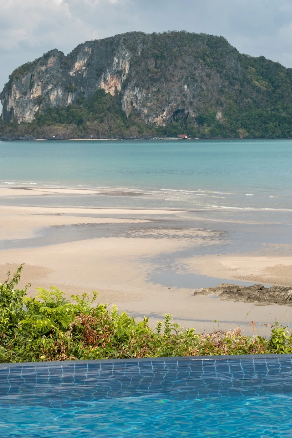 Views of Hin Kong Beach from the swimming pool at Koh Yao Yai Village resort.