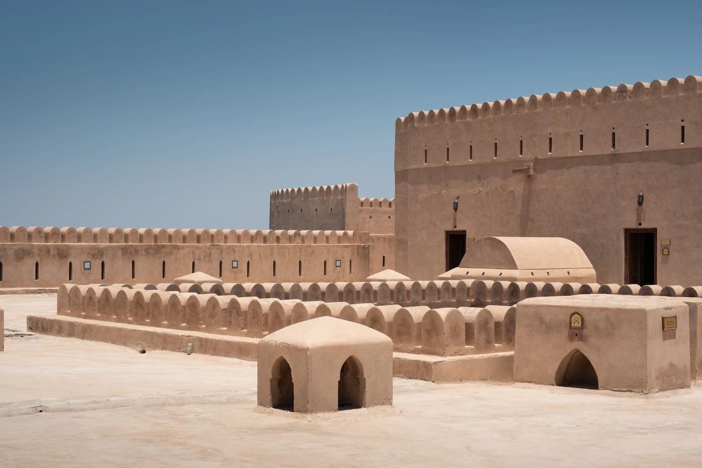 Air vents on the top of the roof at Al Hazm's renovated fort near Muscat, Oman.