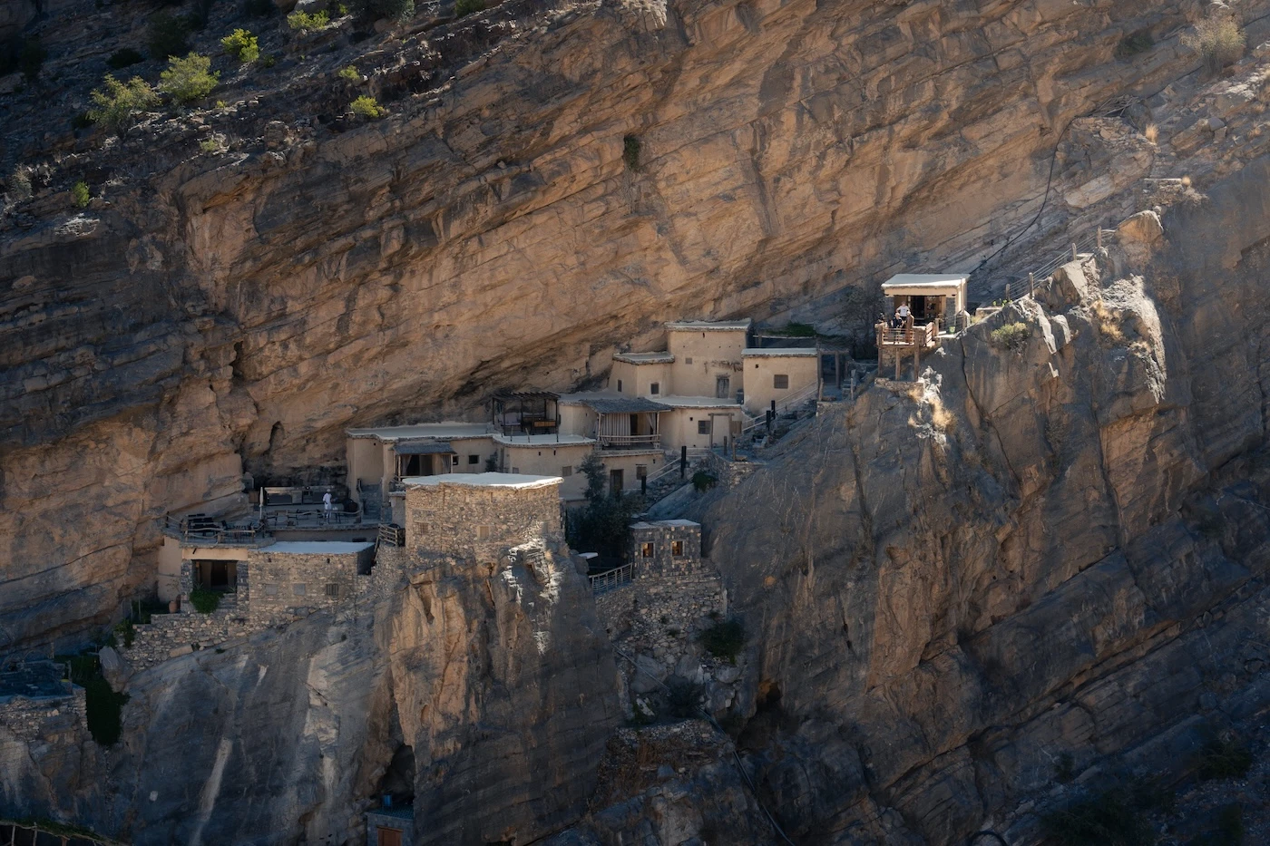The village of As Suwgra build onto the cliff face in Jebel Akhdar.