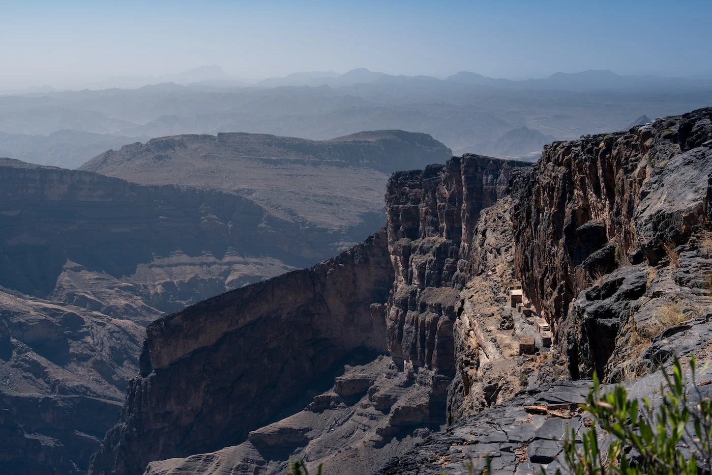 Abandoned hidden mountainside village above Wadi Qasha in the Jebel Akhdar mountain range.